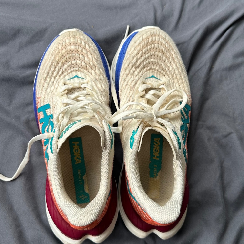 Hoka Mach 5 Womens Running Shoes White Orange Blue 1127894 Size 6B - Picture 7 of 11
